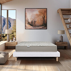 LUXURY LITERIE Ensemble matelas OrganicCoton 90x190 cm + sommier blanc ep 13cm