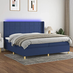 vidaXL Sommier à lattes de lit et matelas et LED Bleu 200x200 cm Tissu 