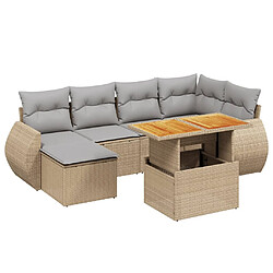 vidaXL Salon de jardin avec coussins 7 pcs beige résine tressée