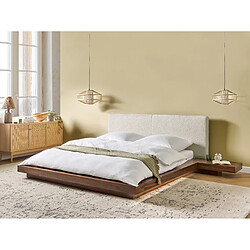 Beliani Lit avec tête de lit en bouclé LED 160 x 200 cm marron ZEN