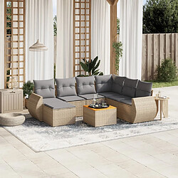 vidaXL Salon de jardin avec coussins 8 pcs beige résine tressée 