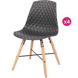 Lot de 4 Chaises Polypropylène Noir Piétement Chêne Vigi KosyForm 