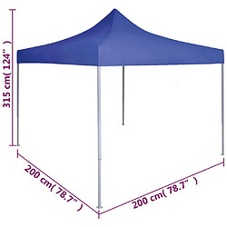 vidaXL Tente de réception pliable 2x2 m acier bleu pas cher