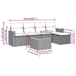 Avis vidaXL Salon de jardin 6 pcs avec coussins noir résine tressée