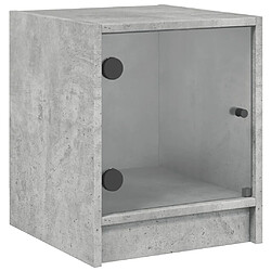 Maison Chic Table de chevet avec porte en verre, Table de Nuit gris béton 35x37x42 cm