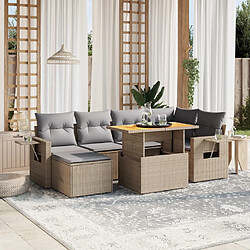 vidaXL Salon de jardin avec coussins 7 pcs beige résine tressée 