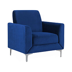 Beliani Fauteuil Velours Bleu marine FENES 