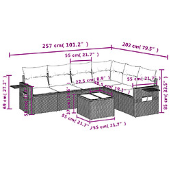 Avis vidaXL Salon de jardin avec coussins 7 pcs gris clair résine tressée