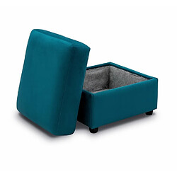 Acheter Inside 75 Pouf COFFRE DREAMER velours bleu turquoise