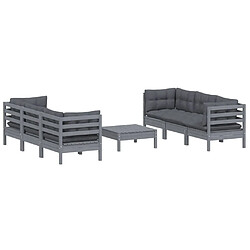 Avis Maison Chic Ensemble Tables et chaises d'extérieur 7pcs avec coussins,Salon de jardin anthracite bois de pin -GKD426276