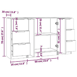 vidaXL Buffets 3 pcs Sonoma gris Bois d'ingénierie pas cher