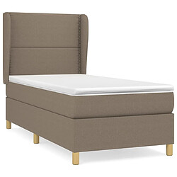 Maison Chic Structures de lit + matelas,Lit à sommier tapissier avec matelas Taupe 90x190 cm Tissu -MN92682