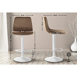 Non Lot de 2 tabourets de bar Divo velours blanc