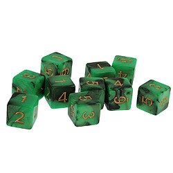 Paquet De 10pcs Double Couleur Six Dés D6 Verso Pour D & D Trpg Jeu Vert Et Noir