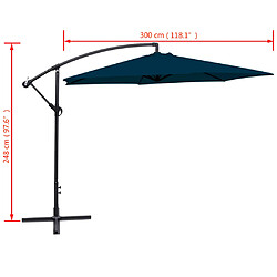 vidaXL Parasol de jardin en porte-à-faux 3 m bleu pas cher