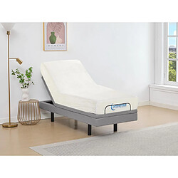 Vente-Unique Lit électrique de relaxation déco + matelas mémoire de forme - 80 x 200 cm - Tissu - Gris - MENASINA de DREAMEA