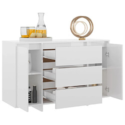 Avis Maison Chic Buffet commode,console avec 3 tiroirs pour rangement Blanc brillant 120x41x75 cm Aggloméré -MN19949