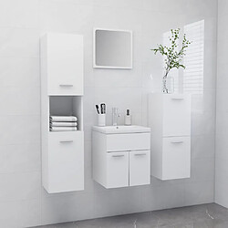 vidaXL Ensemble de meubles de salle de bain Blanc Aggloméré 