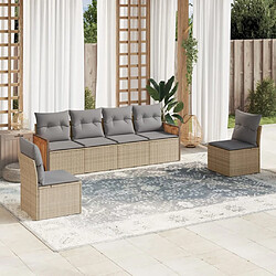 vidaXL Salon de jardin avec coussins 6 pcs beige résine tressée 