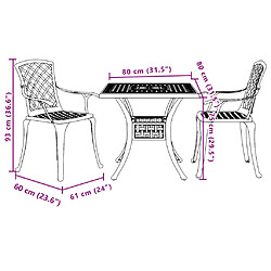 vidaXL Ensemble de bistro 3 pcs blanc aluminium coulé pas cher