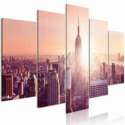 Paris Prix Tableau 5 Panneaux Sun Over Manhattan Wide Orange 100 x 200 cm