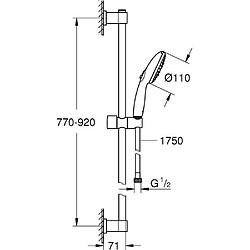 Ensemble de douche avec pommeau 3 jets, barre 90cm et flexible - GROHE Vitalio Start 110 26956001 - Economie d'eau - Chromé