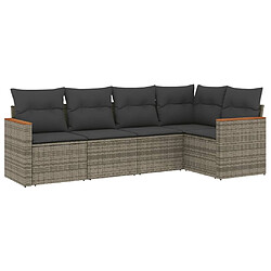 vidaXL Salon de jardin 5 pcs avec coussins gris résine tressée