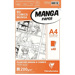 Clairefontaine REF 94044C Papier Manga Etui BD/Comic A4 40 Feuilles Unies 200 grammes par 1, Blanc, 210 x 297 mm