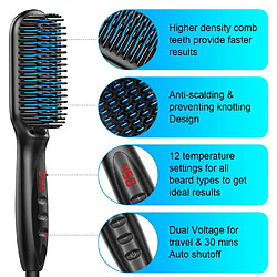 Chrono Lisseur à cheveux, brosse à lisser professionnelle pour lisseur à cheveux pour hommes, température réglable 120 °C ~ 230 °C (250 ? ~ 450 ?), anti-brûlure, 12 réglages de température(Noir) pas cher