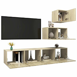 Avis Maison Chic Ensemble de meubles TV 4 pcs | Banc TV Moderne pour salon | Meuble de Rangement - Chêne sonoma Aggloméré -MN18618