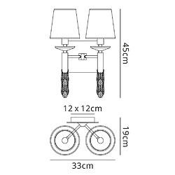 Luminaire Center Applique murale Tiffany avec interrupteur 2+2 Ampoules E14+G9, chrome poli avec Abat jour blancs & cristal transaparent