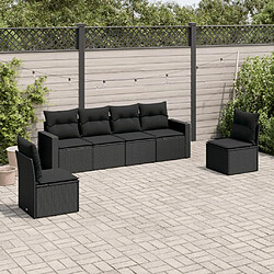 vidaXL Salon de jardin 6 pcs avec coussins noir résine tressée 