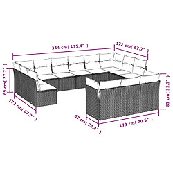 Acheter vidaXL Salon de jardin avec coussins 13 pcs noir résine tressée