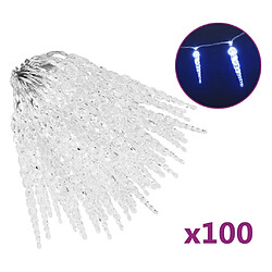 vidaXL Guirlande lumineuse à glaçons de Noël 100 pcs Bleu Acrylique