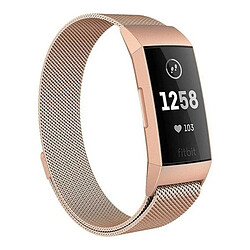 Shot Bracelet en Maille pour FITBIT Charge 3 Taille S 95-103mm Petit Poignet Metal Respirant (ROSE) 