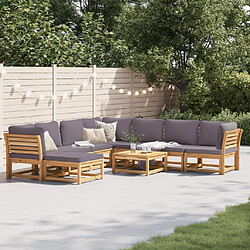 vidaXL Salon de jardin avec coussins 9 pcs bois massif d'acacia 