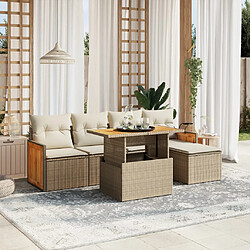 vidaXL Salon de jardin avec coussins 6 pcs beige résine tressée 