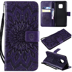 Etui en PU tournesol violet pour votre Huawei Mate 20 Pro