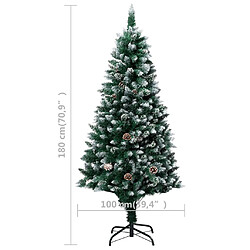 vidaXL Sapin de Noël avec pommes de pin et neige blanche 180 cm pas cher