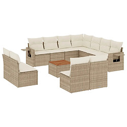 Maison Chic Salon de jardin avec coussins 12 pcs | Ensemble de Table et chaises | Mobilier d'Extérieur beige résine tressée -GKD89448