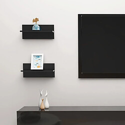 vidaXL Étagères murales 2 pcs noir brillant bois d'ingénierie