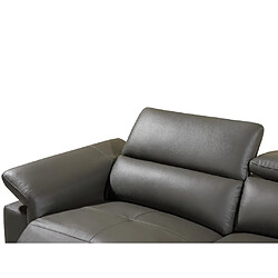 Acheter Vente-Unique Canapé d'angle droit relax électrique en cuir gris anthracite PASCALINE