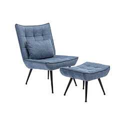 Avis Vente-Unique Fauteuil avec repose-pied en tissu bleu MARACAO