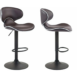 Decoshop26 Lot de 2 tabourets de bar design contemporain pieds en métal noir assise en synthétique marron 10_0001168