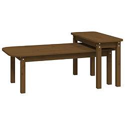 Maison Chic Ensemble de tables basses 2 pcs,Table Console pour salon Marron miel Bois massif de pin -MN40402