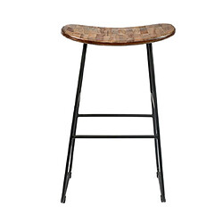 Mes Lot de 2 tabourets de bar en teck naturel et acier - STOOL