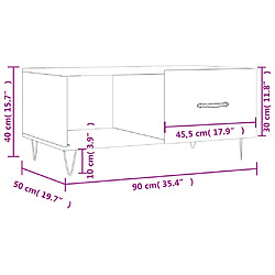 vidaXL Table basse sonoma gris 90x50x40 cm bois d'ingénierie pas cher