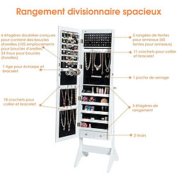 Acheter Helloshop26 Armoire à bijoux sur pied avec led serrure verrouillable rangement cosmétique angles réglables 153 cm blanc 20_0000137