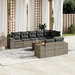 Maison Chic Ensemble Tables et chaises d'extérieur 9 pcs avec coussins,Salon de jardin gris résine tressée -GKD401174