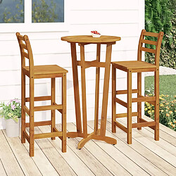 Maison Chic Table de bar et chaises d'extérieur 3 pcs,Ensemble de bar de jardin pour relax bois d'acacia solide -GKD448774